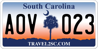 SC license plate AOV023
