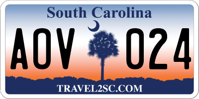 SC license plate AOV024