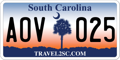 SC license plate AOV025