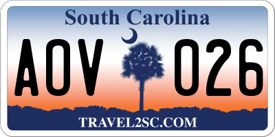 SC license plate AOV026