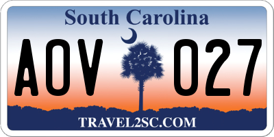 SC license plate AOV027