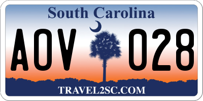 SC license plate AOV028
