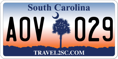 SC license plate AOV029