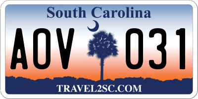 SC license plate AOV031