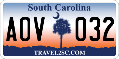 SC license plate AOV032