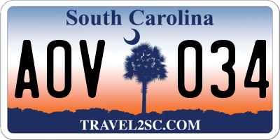 SC license plate AOV034