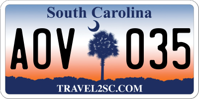 SC license plate AOV035