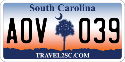 SC license plate AOV039