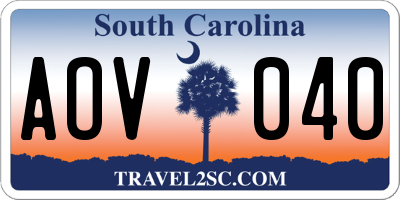 SC license plate AOV040