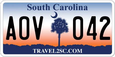 SC license plate AOV042