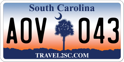 SC license plate AOV043