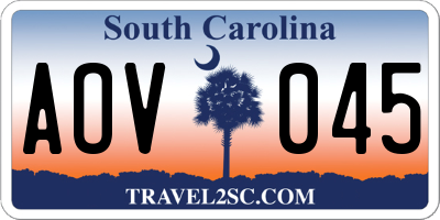 SC license plate AOV045