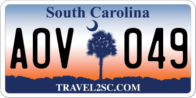SC license plate AOV049