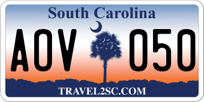 SC license plate AOV050