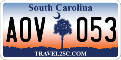 SC license plate AOV053