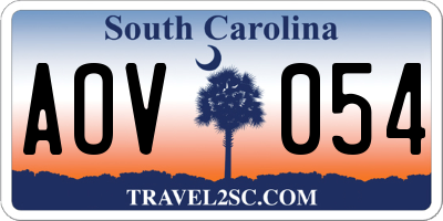 SC license plate AOV054