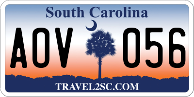SC license plate AOV056
