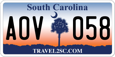 SC license plate AOV058