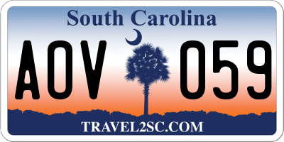SC license plate AOV059