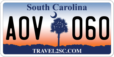 SC license plate AOV060
