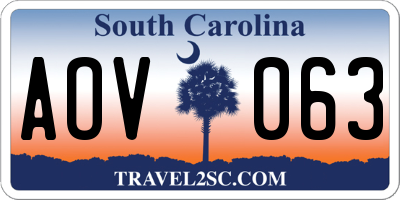 SC license plate AOV063