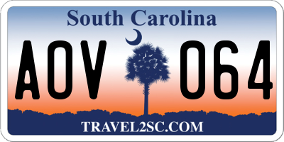 SC license plate AOV064