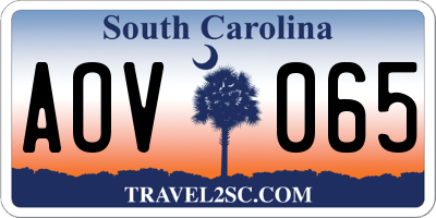 SC license plate AOV065