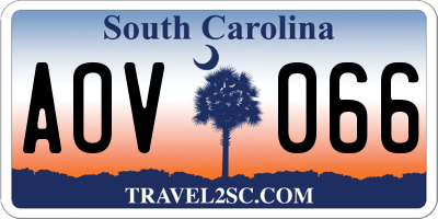 SC license plate AOV066