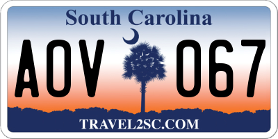SC license plate AOV067
