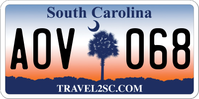 SC license plate AOV068