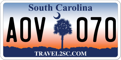SC license plate AOV070