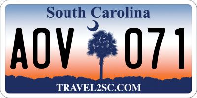 SC license plate AOV071