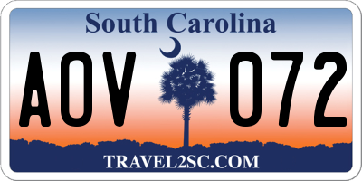 SC license plate AOV072