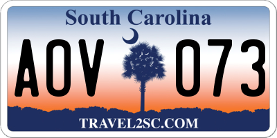 SC license plate AOV073