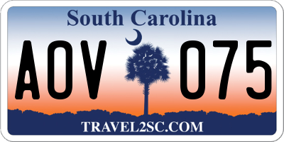 SC license plate AOV075