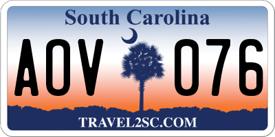 SC license plate AOV076