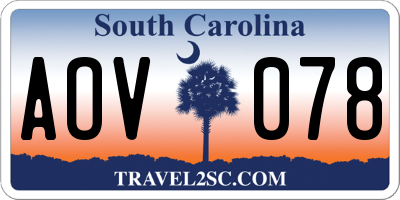 SC license plate AOV078
