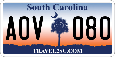 SC license plate AOV080