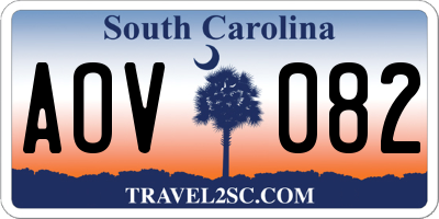 SC license plate AOV082