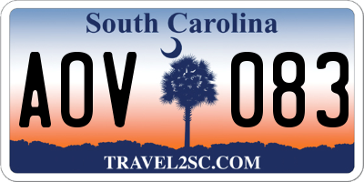 SC license plate AOV083