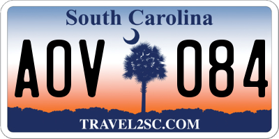 SC license plate AOV084