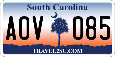 SC license plate AOV085