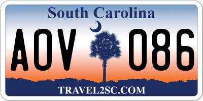 SC license plate AOV086