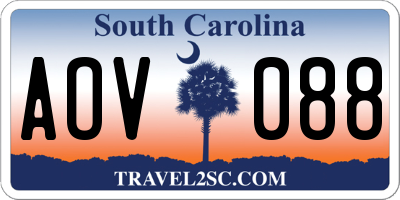 SC license plate AOV088