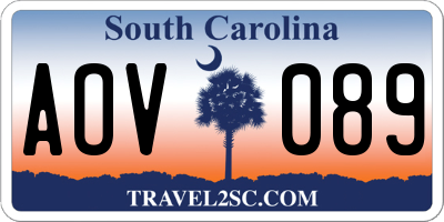 SC license plate AOV089