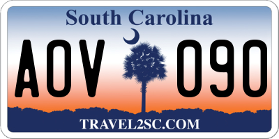 SC license plate AOV090