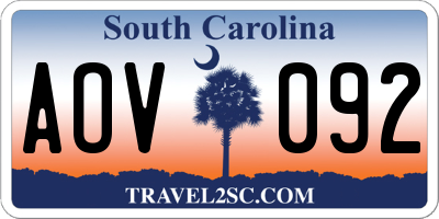 SC license plate AOV092