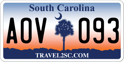 SC license plate AOV093