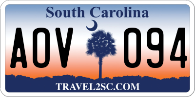 SC license plate AOV094