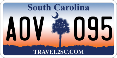 SC license plate AOV095